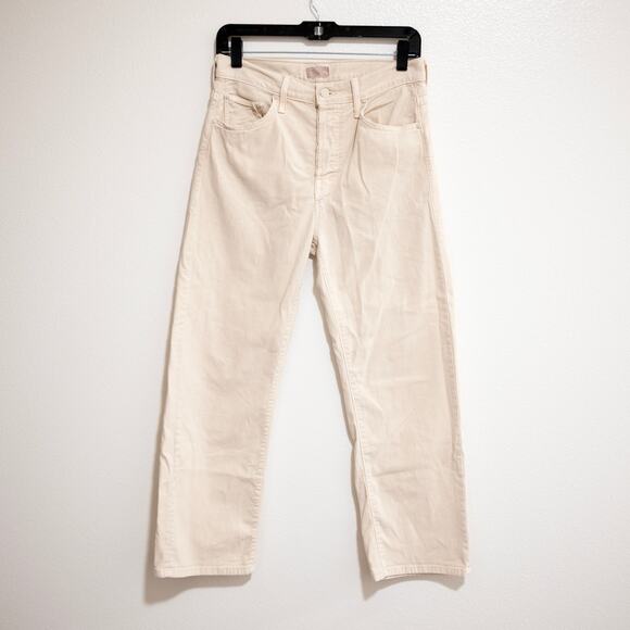 Mother The Ditcher Crop Jeans Chalk It Up Beige Straight Leg High Waist SZ 25 - Picture 2 of 9